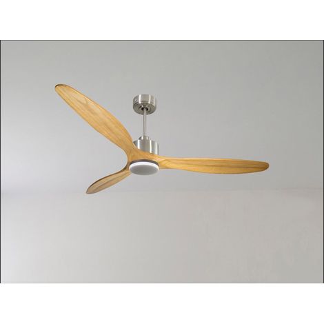Modulo slim - Super destratificateur et ventilateur DC 132 cm Chrome pales bois blanc avec Lumière 25 à 35 m² (1/5)