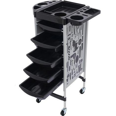 Hairdressing Trolley, Salon Rolling Cart with 5 Pull-Out Drawers, for nail studios, medical facilities, hairdressers