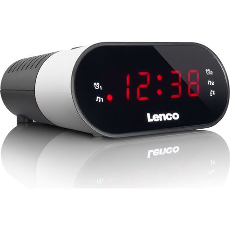 Lenco CR-07 Radio réveil blanc noir élégant (1/3)