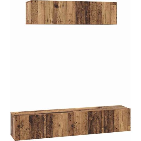 Maison Exclusive - TV-Schrankset Wandmontiert 4 pcs Altholz Holzw