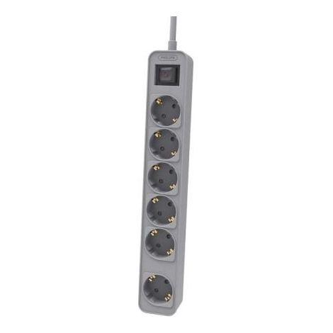Regleta con Interruptor Philips CHP2164G/10/ 6 Tomas de corriente/ Cable 1.5m/ Gris