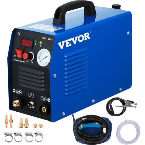 VEVOR Macchina di Taglio al Plasma 60 Amp Cutter al Plasma 230V Doppia Tensione 230V 14mm (1/2 pollice) Spessore di Taglio Saldatore al Plasma Portatile Saldatrice al Plasma Digitale IGBT Inverter