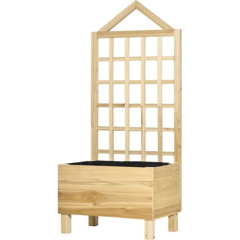 Garden Planters  Trellis for Vine Climbing- Distressed Wooden Raised Beds- 9043150cm- Natural Tone (1/5)
