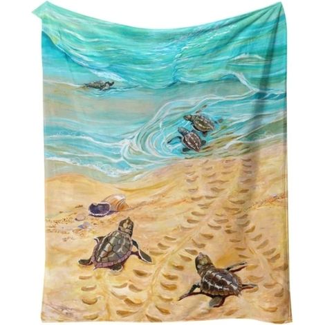 Couverture en polaire flanelle motif tortue de mer, douce, confortable et légère, idéale pour femmes, adultes, filles et bébés - Couverture en microfibre pour la sieste sur le canapé, le lit ou le fau (1/5)