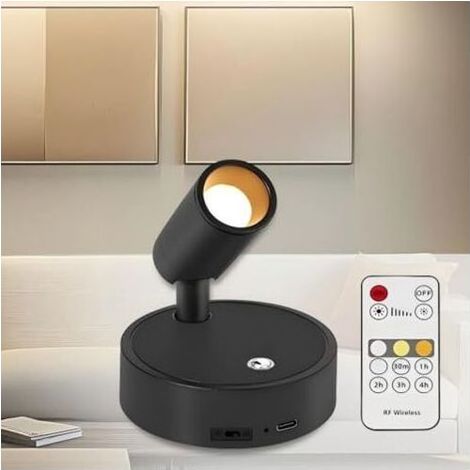 Projecteur LED sans fil, applique murale magnétique, rechargeable 4000 mAh, projecteur tactile sur pied + télécommande, lampe de lecture avec minuterie pour plantes, œuvres d'art, dressin (1/5)