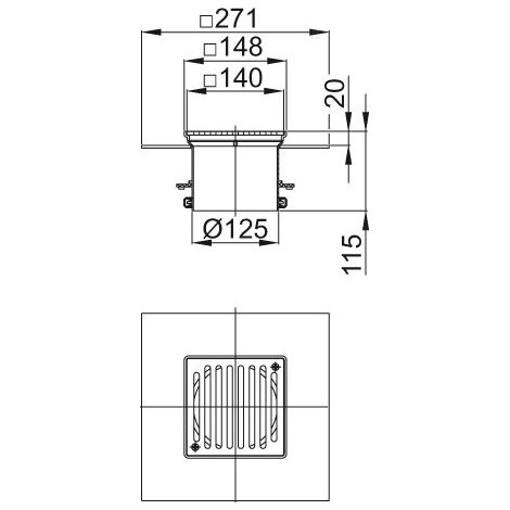ACO Aufsatzstück 148x148/ K3/ V2A/ rutschh., 9406.89.33