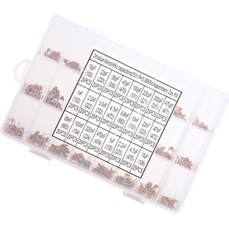 Kit 480 condensateurs céramique monocouche 24 valeurs 10pF-10uF, composants électroniques pour réparation PC (1/5)