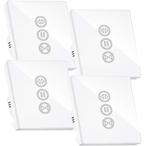 HOXILEELEO - Interrupteur intelligent WiFi pour volet roulant, compatible avec Alexa/Google Home, tactile avec rétroéclairage, extinction des LED, minuterie, contrôle via application, lot de 4 (1/5)