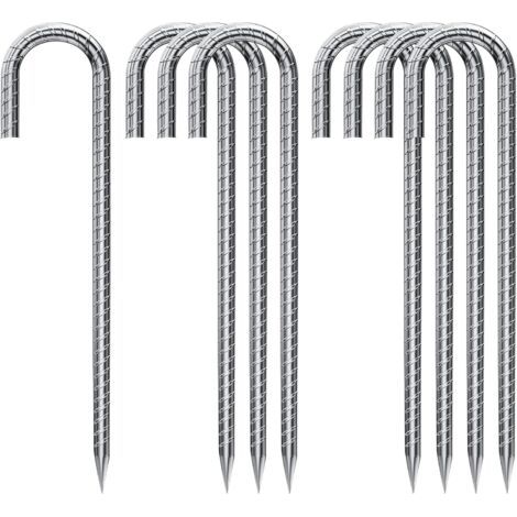 10 ancoraggi a terra, picchetti per tende in acciaio zincato, picchetti di fissaggio con gancio a J, ancoraggio a terra per tettoia per trampolino da 30 cm in acciaio resistente
