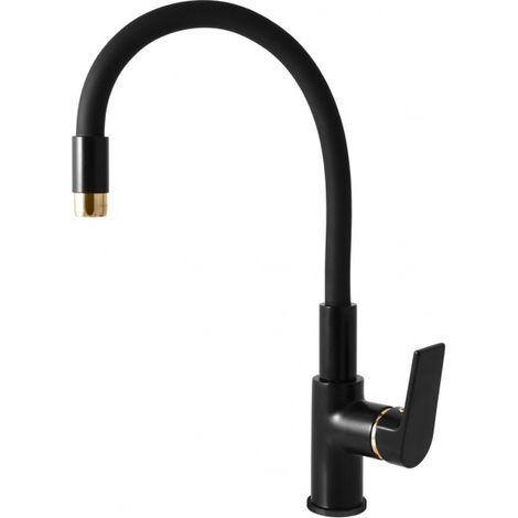 Mitigeur évier à mémoire de forme en laiton noir doré COLORADO H. 36 cm (1/3)
