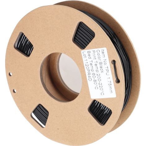 Filament TPU Flexible de 1.75mm, taille de 0.03mm, précision, haute élasticité, bobine de 250g, 95A, imprimante 3D, noir (1/4)