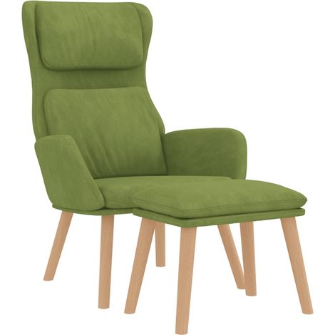 Relaxsessel mit Hocker Hellgrün Samt vidaXL (1/4)