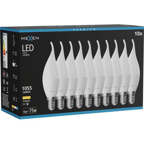Mexen Nova 10x Ampoule LED flamme E14, C37, 10W, Chaud - 3000K, 1055 lm - L106-E14-1030-01x10 (1/5)