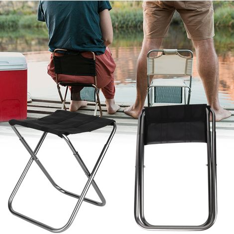 Mini tabouret pliant portable en alliage d'aluminium, chaise d'extérieur idéale pour la pêche, le camping et les pique-niques (argent, M) (1/5)
