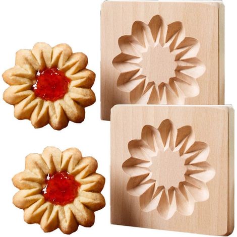 Emporte-pièces Halloween en bois lot de 2 moule à biscuits 3D gravé et en relief pour pâte à biscuits (1/5)