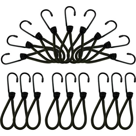 Crochet,Tendeurs Elastique avec Crochets,25 Pièces Crochet Tendeur,Tendeur de Baches Tendeur Noire en Caoutchouc de TensionTendeurs Piscine Elastique Crochet (1/5)