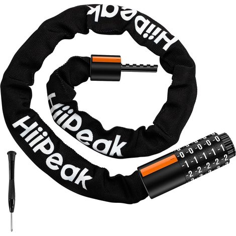 Chaine antivol Velo Code Haute Sécurité. Cadenas code a 5 chiffre, Vélo 100 000 combinaison, anti vol Velo, Moto et Scooter- Résistante à la Corrosion aux Coups Noir - (1/5)