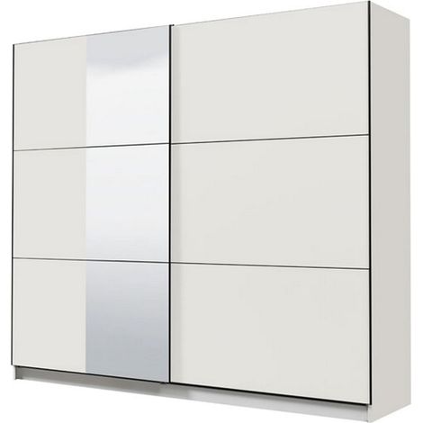 Guardaroba Grande Sorgono, Armadio Camera da Letto Appendiabiti, 8 Ripiani, Apertura Scorrevole, 236.5x210h cm Bianco Opaco