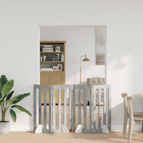 Valla plegable para mascotas 4 pcs Gris Concreto
