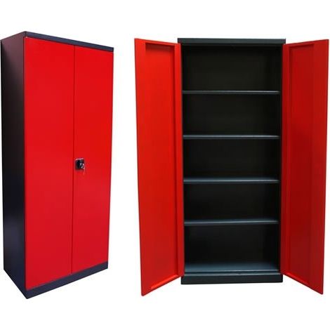 Werkzeugschrank Werkstattschrank Metallschrank 2-türig anthrazit/rot 192x78x58cm (1/3)