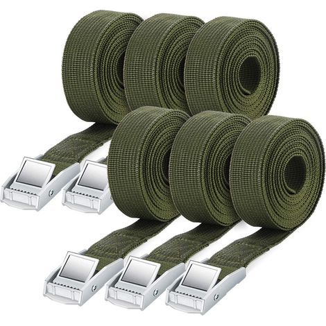 Sangle D Arrimage - 2 5 Cm X 2 5 M - Charge De Traction 250 Kg - Pour Fixation De Bagages Camping Voiture Van - Lot De 6 (1/5)