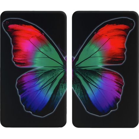Couvre-plaques en verre trempé 52x30 cm – Résistant à la chaleur jusqu'à 200°C – 8 pieds antidérapants réglables – Design papillon décoratif (1/5)