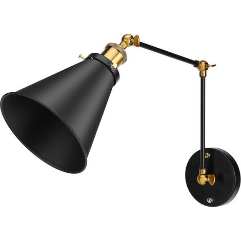 Applique murale industrielle vintage réglable, lampe orientable en métal noir, éclairage d'ambiance loft, déco murale d'entrepôt, bras articulé, style rétro, 1 pièce. (1/5)
