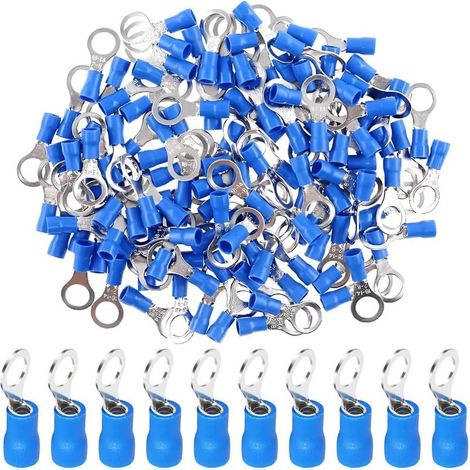 100 terminali ad anello, rame, M4, isolamento in PVC, blu, 1,5-2,5 mm², elettrici (1/5)