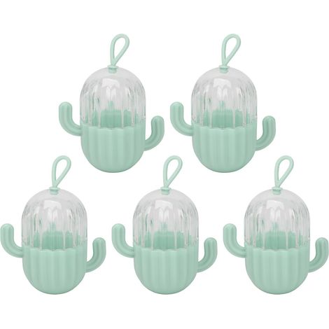 Lot 5 boîtes de rangement oeufs de beauté forme cactus, étuis portables pour éponges maquillage, bijoux, poudre, boucles d'oreilles et colliers. (1/5)