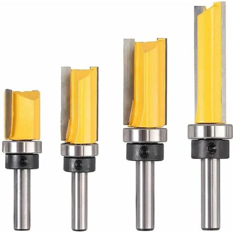 4 Pcs 8mm Routeur de Fraise à Bois Fraise a Copier Tige Affleurant Cutter Copie Routeur Routeur Routeur Rainure Cutter Tige Coupe Acier (1/2)