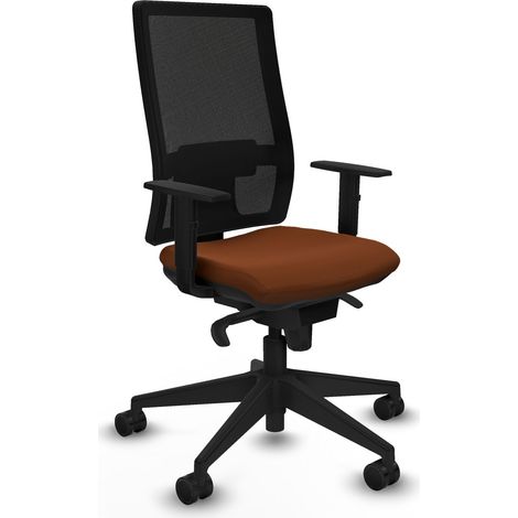 Horna sincro malla negra similpiel marrón brazos 1D base piramidal ruedas 65mm nailon (1/5)