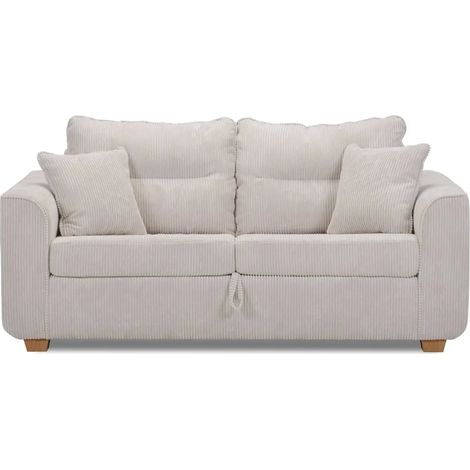 LOULOU - Canapé droit convertible velours côtelé 2 places Beige (1/5)