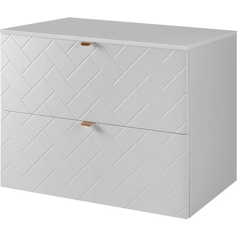 Mobile da bagno, Bianco Opaco, 80 x 57 x 46 cm, maniglie oro (1/5)