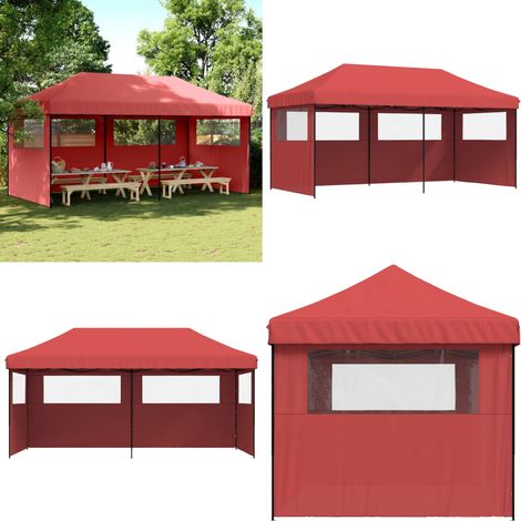 Tente de réception pliable escamotable avec 3 parois latérales - Tents Gazebos - Abri Extérieur - Tente De Réception - Chapiteau Pliable - Structure Extérieure - Home & Living (1/5)