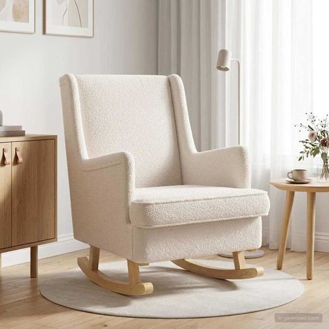 Sedia a dondolo Crema 62 x 80 x 85 cm Bouclé vidaXL (1/5)
