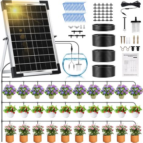 Arrosage Automatique Solaire pour 30 Plantes, 35M Tuyau et 300 Modes D’Irrigatio, Arrosage Goutte a Goutte Solaire Kit pour Jardin, Balcon et Plantes en Extérieur (1/5)