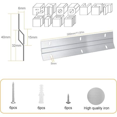 Rail Fixation Miroir Lourd Z Support de Montage Crochet Fixation Cadre Lourd Supports pour Photos Miroirs Connecteur Meubles (1/4)