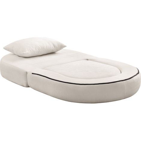 Sofá cama plegable convertible individual beige con cojín HOMVRA (1/5)