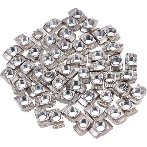 100 pièces de profilés en aluminium européens à filetage mince M5 avec écrou en T (M5x10x6)-Silver (1/3)