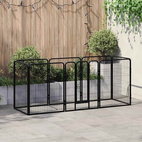 Corral para perros 8 paneles de acero 80x100 cm negro