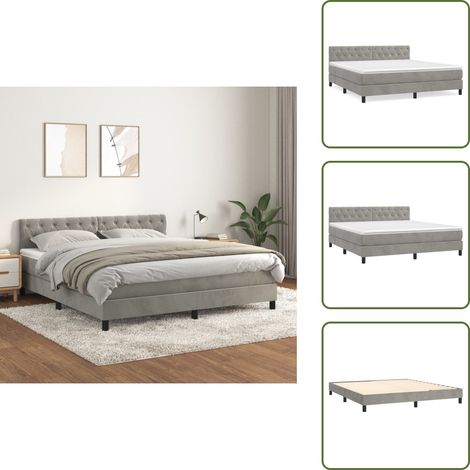 Boxspringbett mit Matratze Hellgrau 160x200 cm Samt - Boxspringbett - Samtbett - Doppelbett - Bett Mit Matratze - Hochwertiges Bett (1/5)