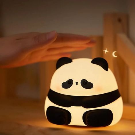 Lámpara de noche infantil con diseño de panda，temporizador de 15/30 minutos，funciona con pilas (1/5)