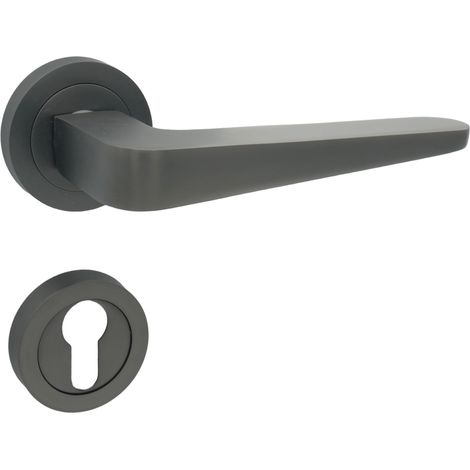 Domino poignee de porte vita r m8 titan pz poignee avec plaque pz pour cylindre profile titane