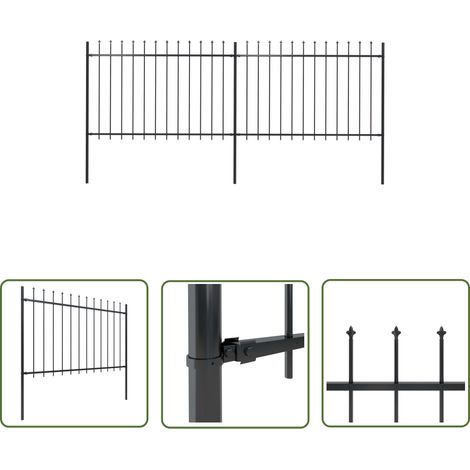 The Living Store Gartenzaun mit Speerspitzen Stahl 3,4 x 1,2 m Schwarz - Gartenzaun - Stahlezaunt - Metallzaun - Zierzaun - Absperrzaun (1/5)