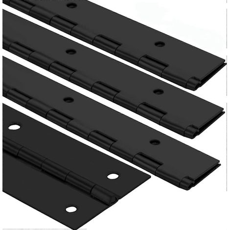 Lot de 4 charnières piano robustes, ouverture de 5 cm x longueur totale de 40,6 cm, acier inoxydable de 1,5 mm d'épaisseur avec trous, charnières noires pour portes de placard (1/5)