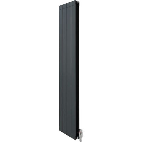 Radiatore di Design in Alluminio 1800mm x 315mm e Valvole Cromate TRV Verticale Doppio Pannello Piatto A Colonna Termosifone Moderno Leggero Grigio Antracite Spazzola Kit di Fissaggio Staffe Inclusi (1/5)