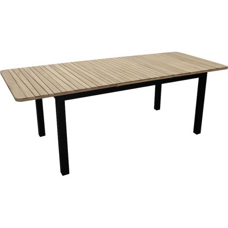 PROLOISIRS Table rectangulaire extensible - BALITO - Acacia FSC 100% - Allonge papillon - 160/220 x 90 cm - Aluminium graphite