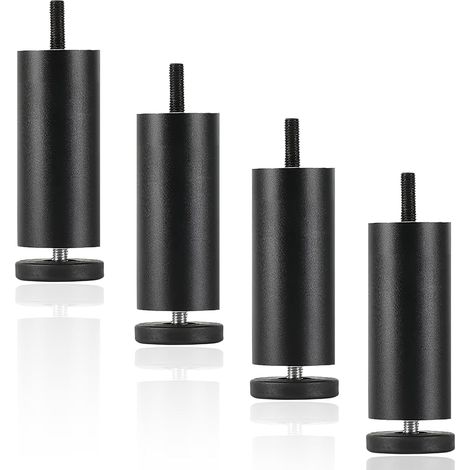 patas para muebles, 12 cm, para sofá, color negro, ajustables, de aleación de aluminio, para sofás, escritorios, armarios y alacenas. (1/4)
