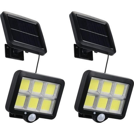 Lampe Solaire Exterieur 2pcs Eclairage Exterieur avec Detecteur de Mouvement 120 Ip65 éTanche Lumiere Solaire Exterieur avec CâBle de 5 M, 3 Modes Spot Solaire pour Jardin (1/5)