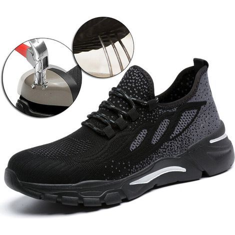 Chaussures de Sécurité Pour Hommes,Chaussures de Travail Légères Pour Femmes Chaussures de travail EU 36 Respirantes Anti Ecrasement (1/4)